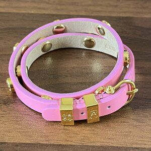 Rustic Cuff Sweet Pink Patent Leather Double Wrap Logo Bracelet